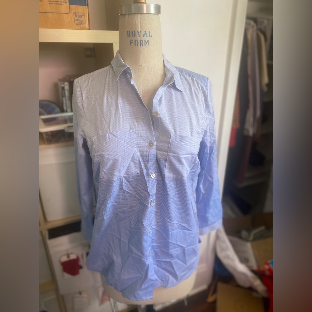 J. Jill colorblock pinstripes, lightweight cotton shirt, adorable, NWT